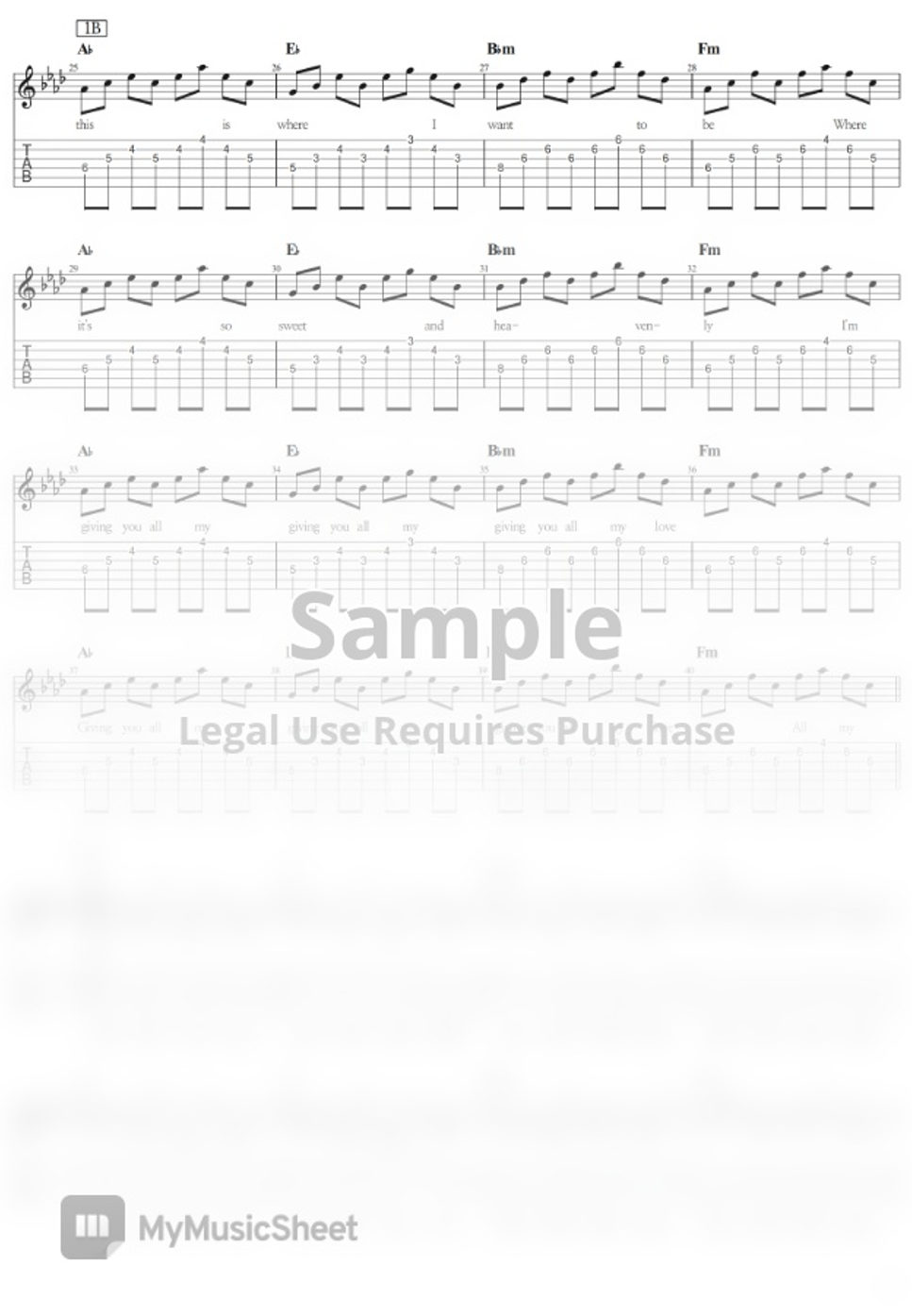 Cigarettes After Sex Heavenly by WOORAM 기타선생 Partitura