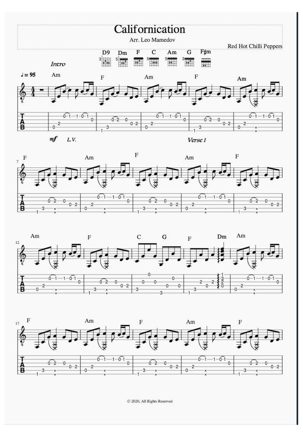 Red Hot Chilli Peppers Californication TAB By Leo Mamedov