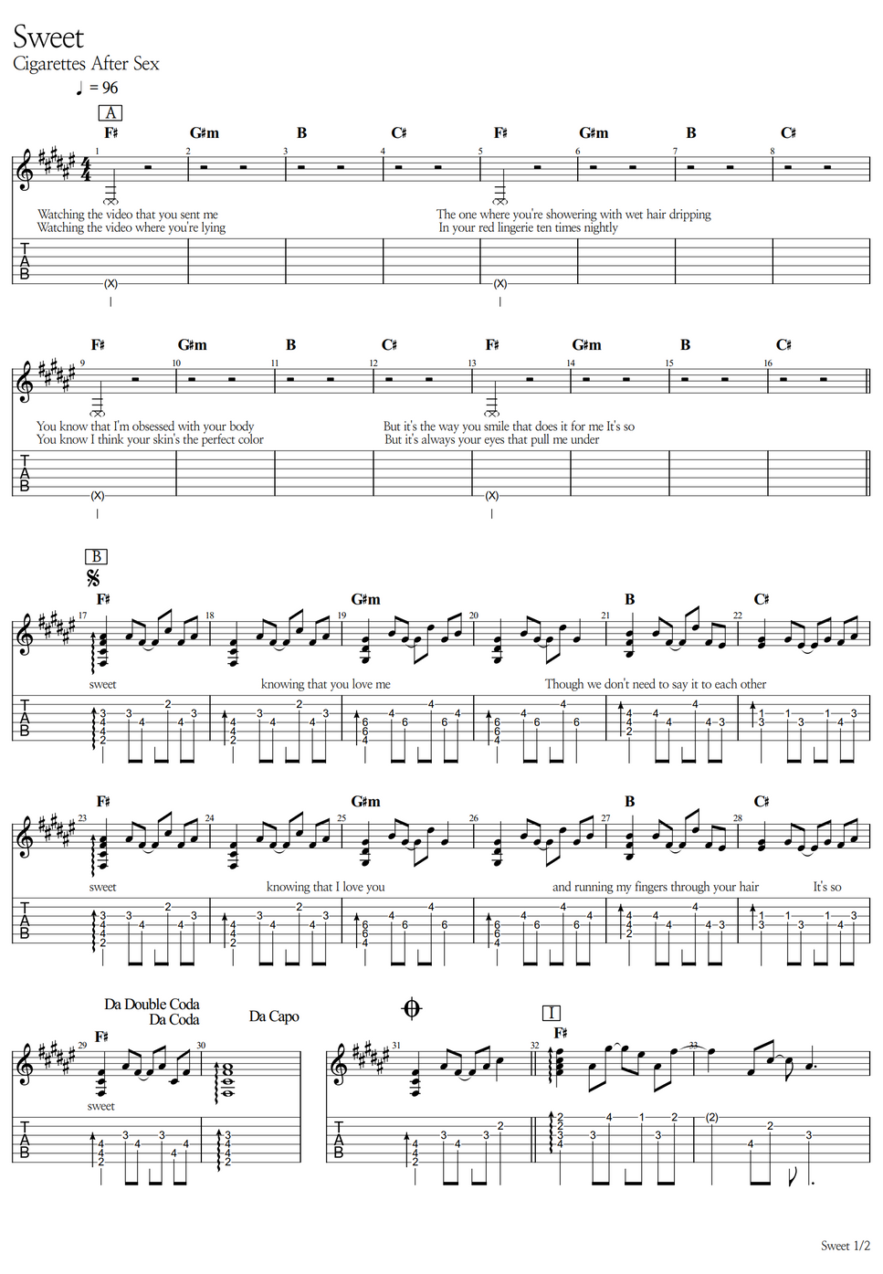 Cigarettes After Sex Sweet Tab By Wooram