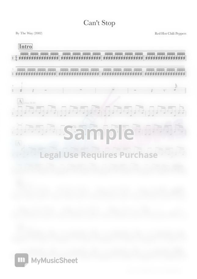 Red Hot Chili Peppers Can T Stop By Upgradrums Sheet Music