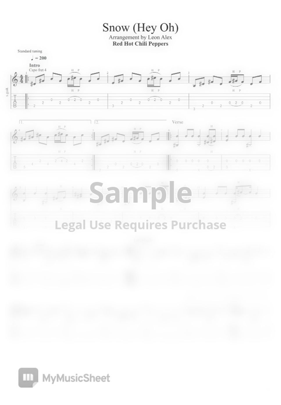 Red Hot Chili Peppers Snow Hey Oh Tab By Leon Alex