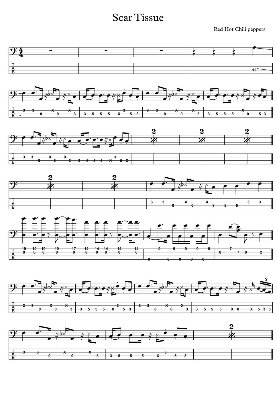 Red Hot Chili Peppers Scar Tissue Tab By Basstabsworld