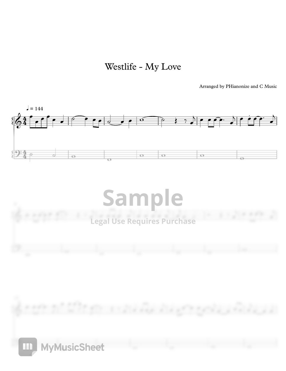 Westlife My Love Easy Version Sheets By PHianonize And C Music