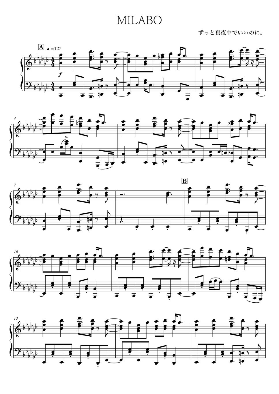 ずっと真夜中でいいのに MILABO 楽譜 by OneNote