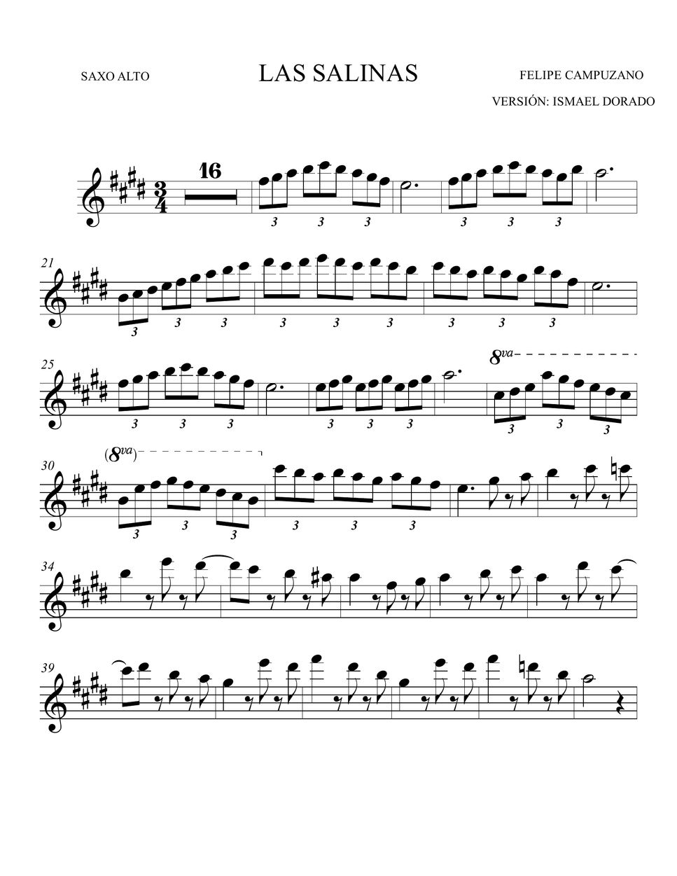 Las Salinas Felipe Campuzano Alto Sax Sheet By Ismael Dorado