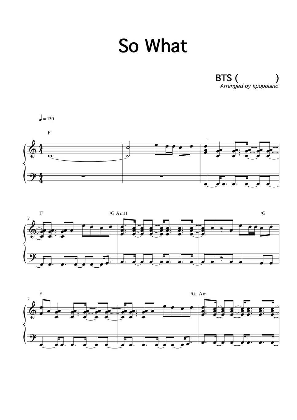 防弾少年団 BTS So What 楽譜 by KPOP PIANO