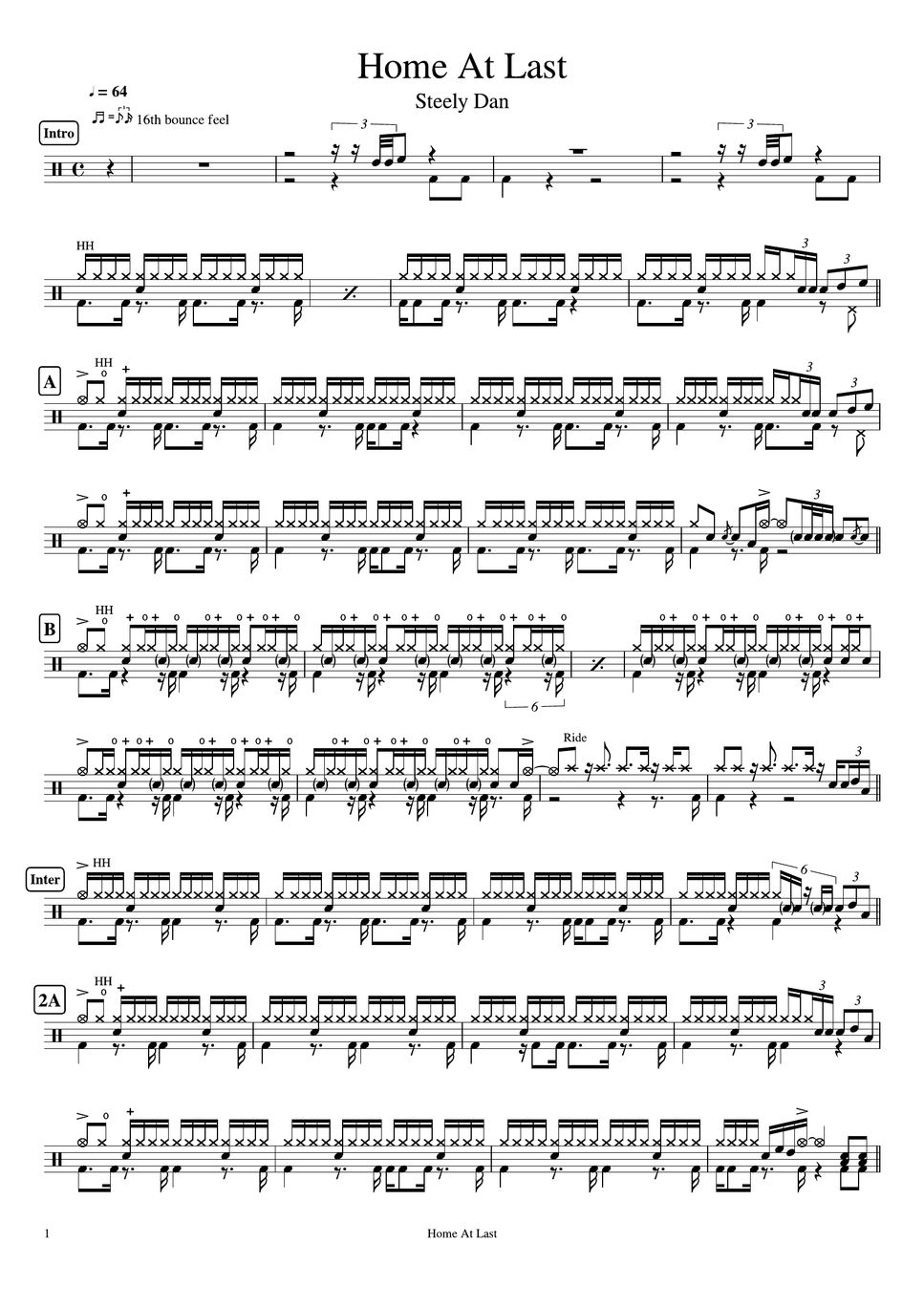 Steely Dan Home At Last Sheets By Cookai S J Pop Drum Sheet Music