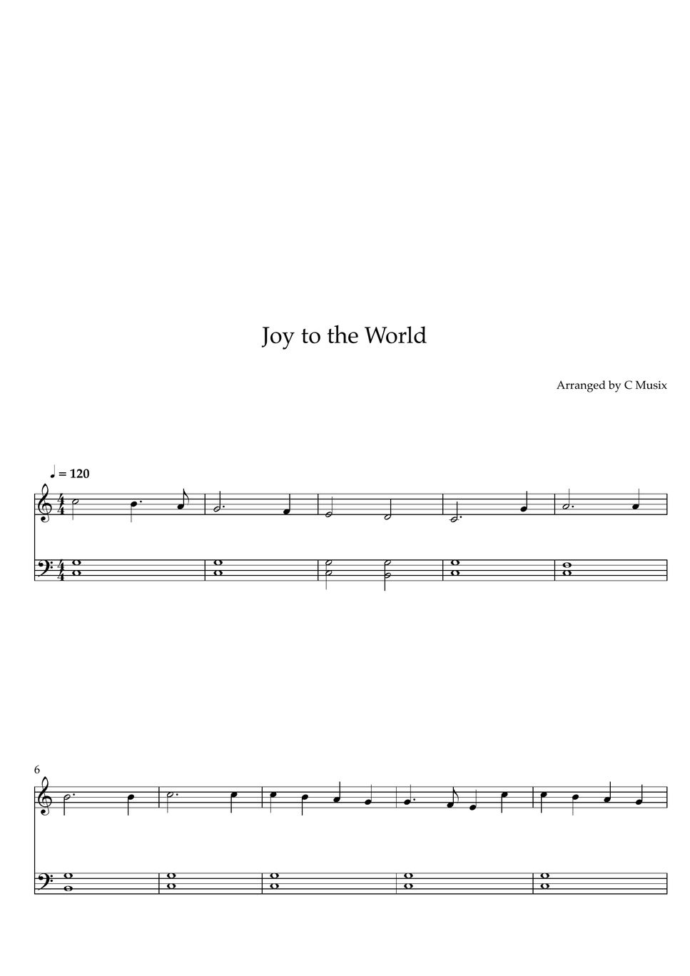 Lowell Mason Joy To The World Easy Version Sheet By C Music