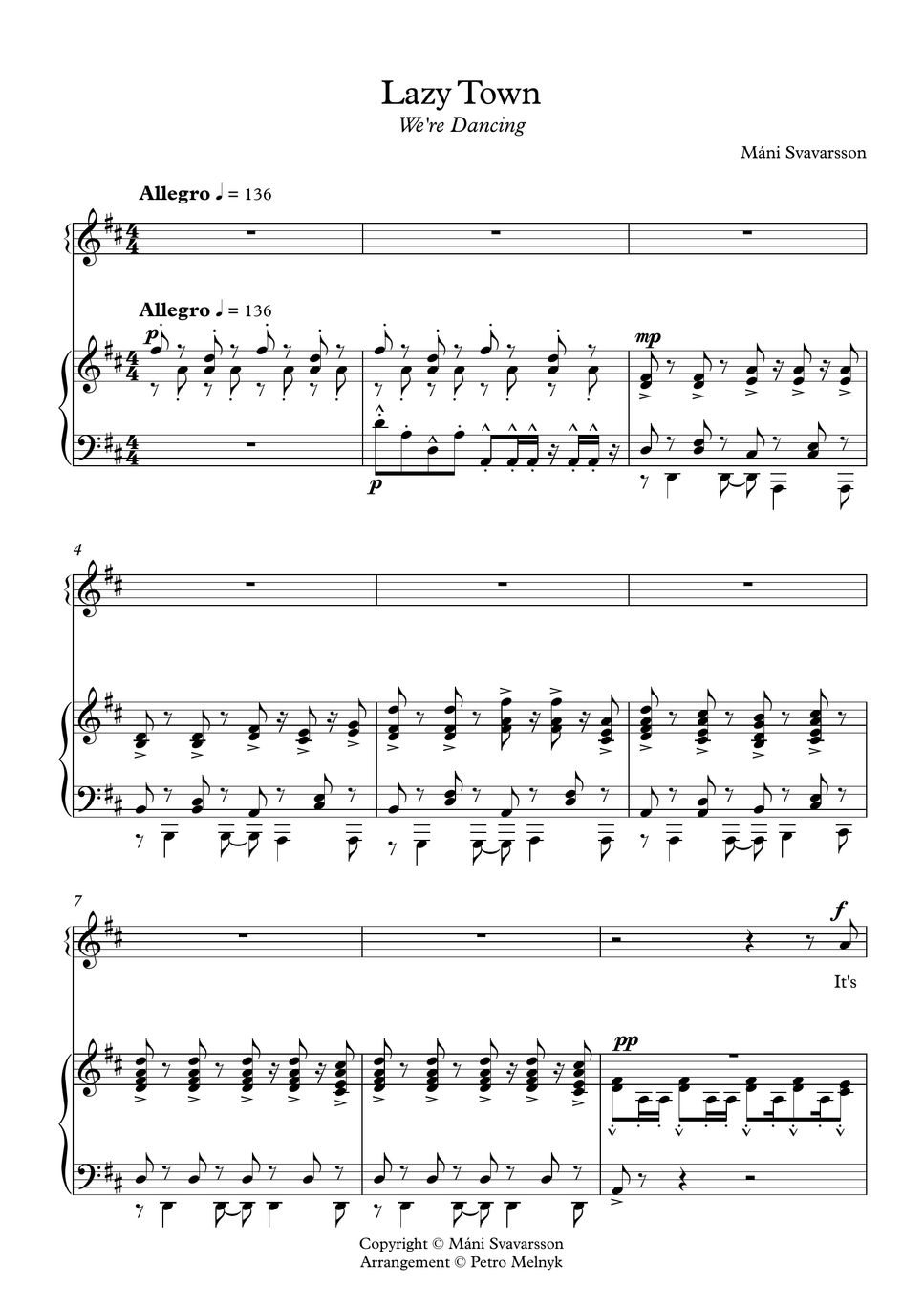 We Re Dancing Lazytown Piano Cover Sheet By Petro Melnyk