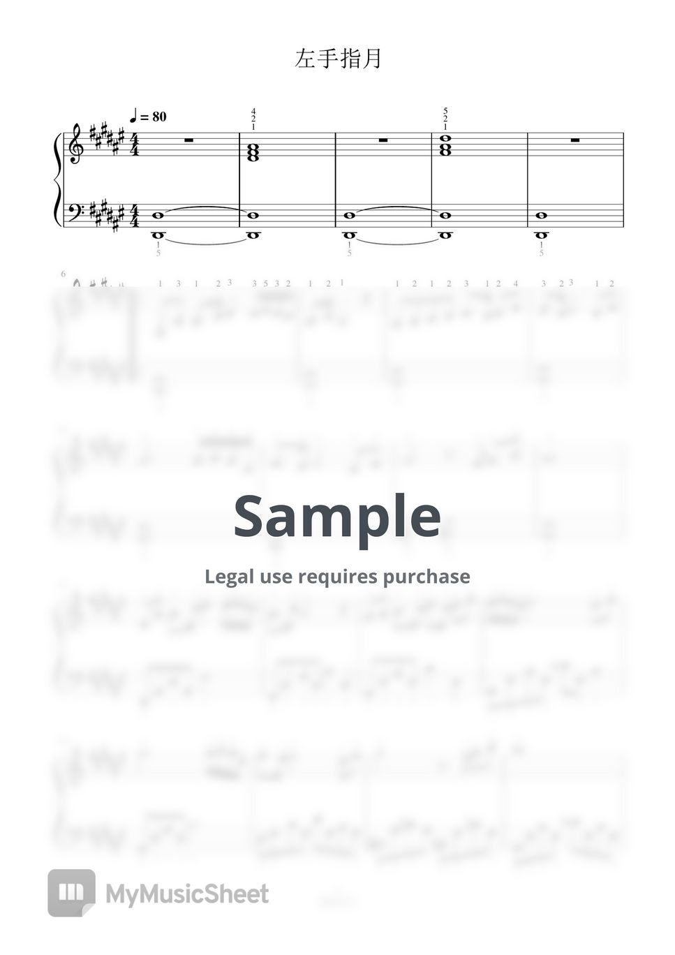 Full Fingering Piano Score Sheets By