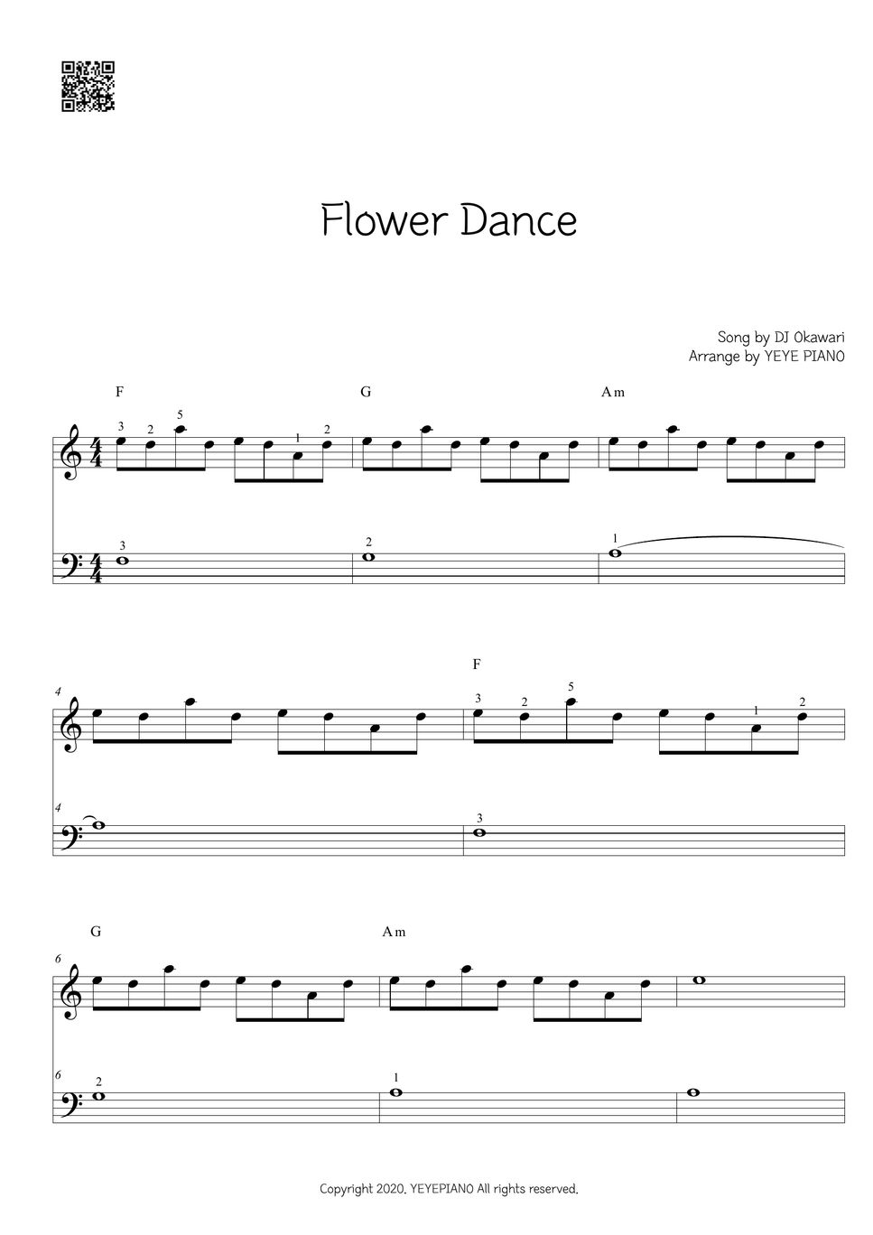 Dj Okawari Flower Dance Sheets By Yeye Piano