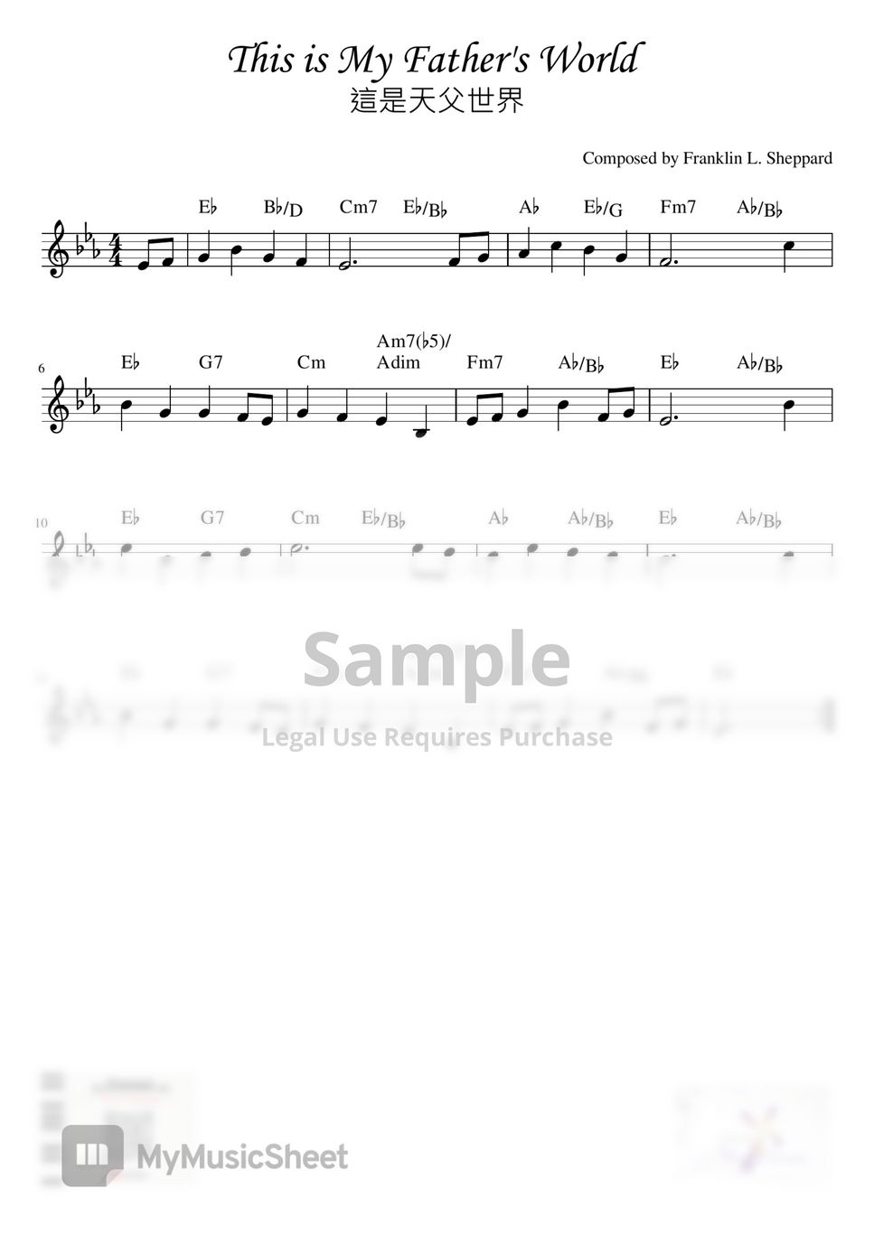 Lead Sheet of Traditional Hymns 傳統詩歌Chord譜 4 lead sheets 四首Chord譜