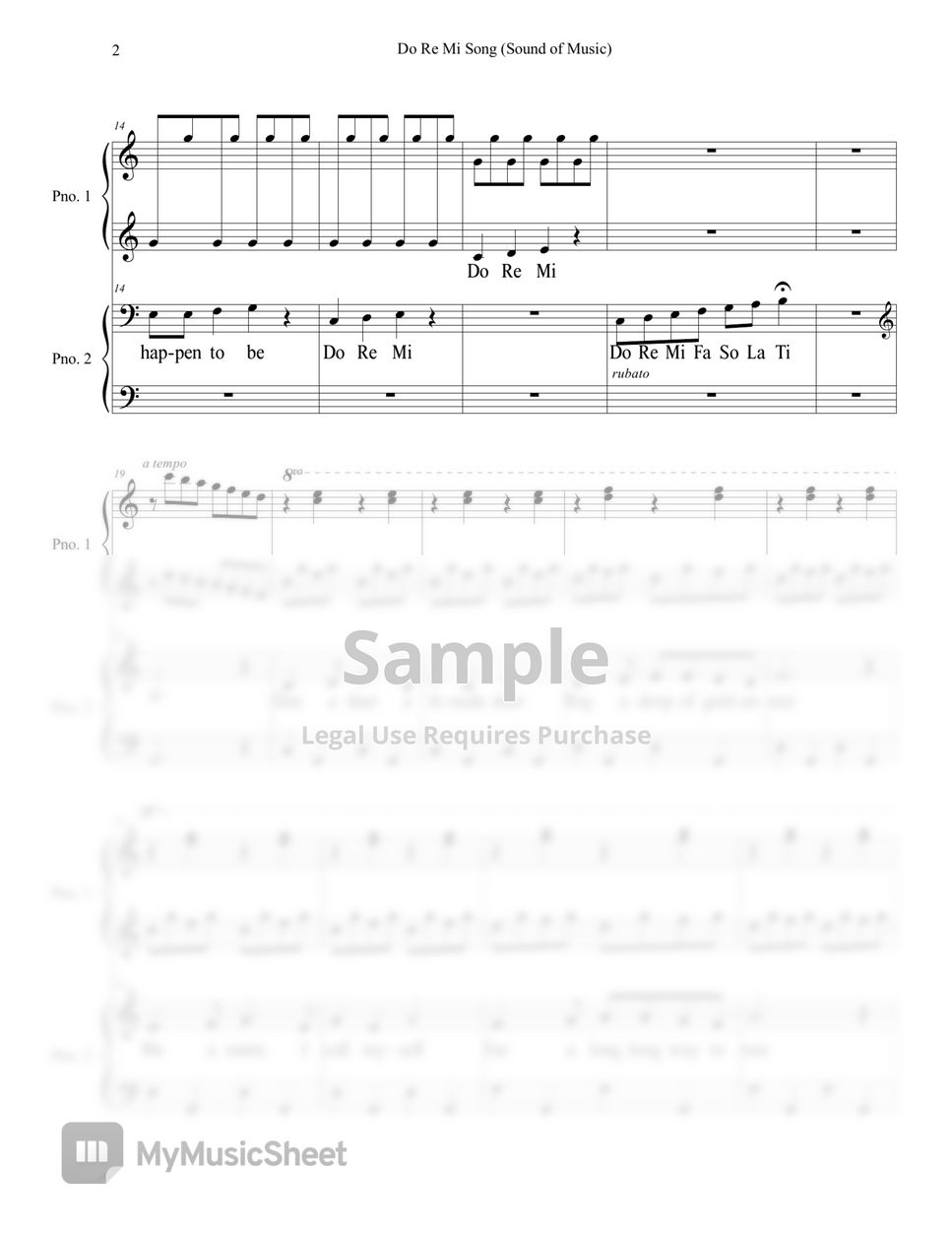 Richard Rodgers Do Re Mi Song 4hands Sheet By Lisa Music