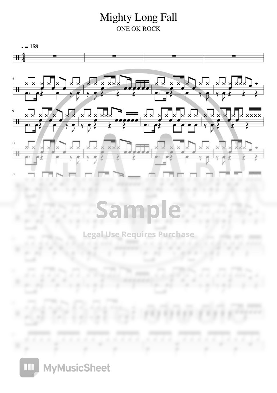 One Ok Rock Mighty Long Fall Drum Sheets By Hmd Online Studio