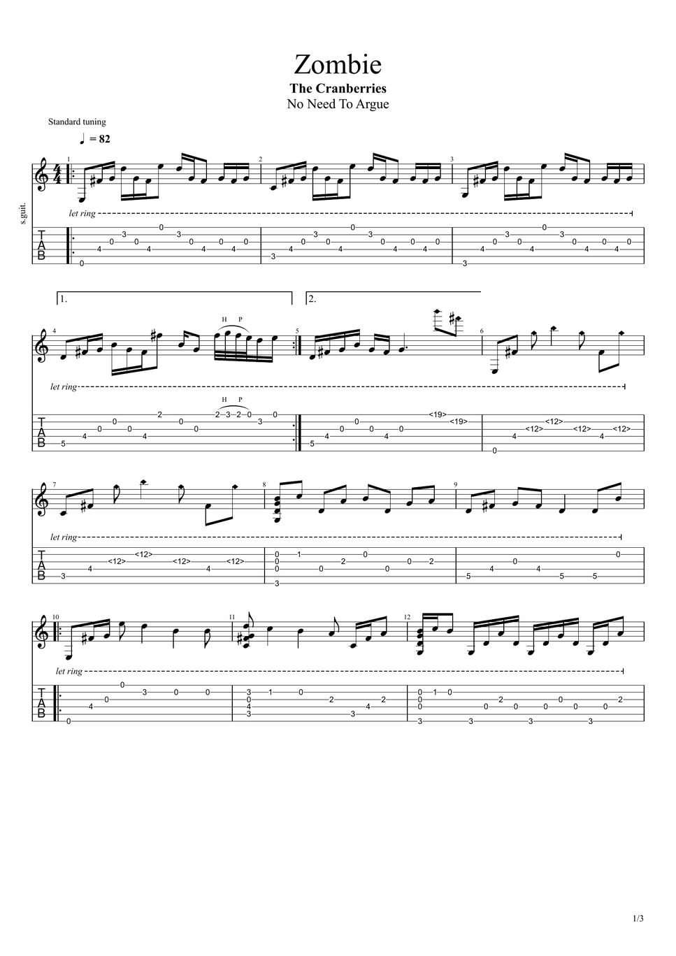 The Cranberries Zombie Sheets By Nico Music