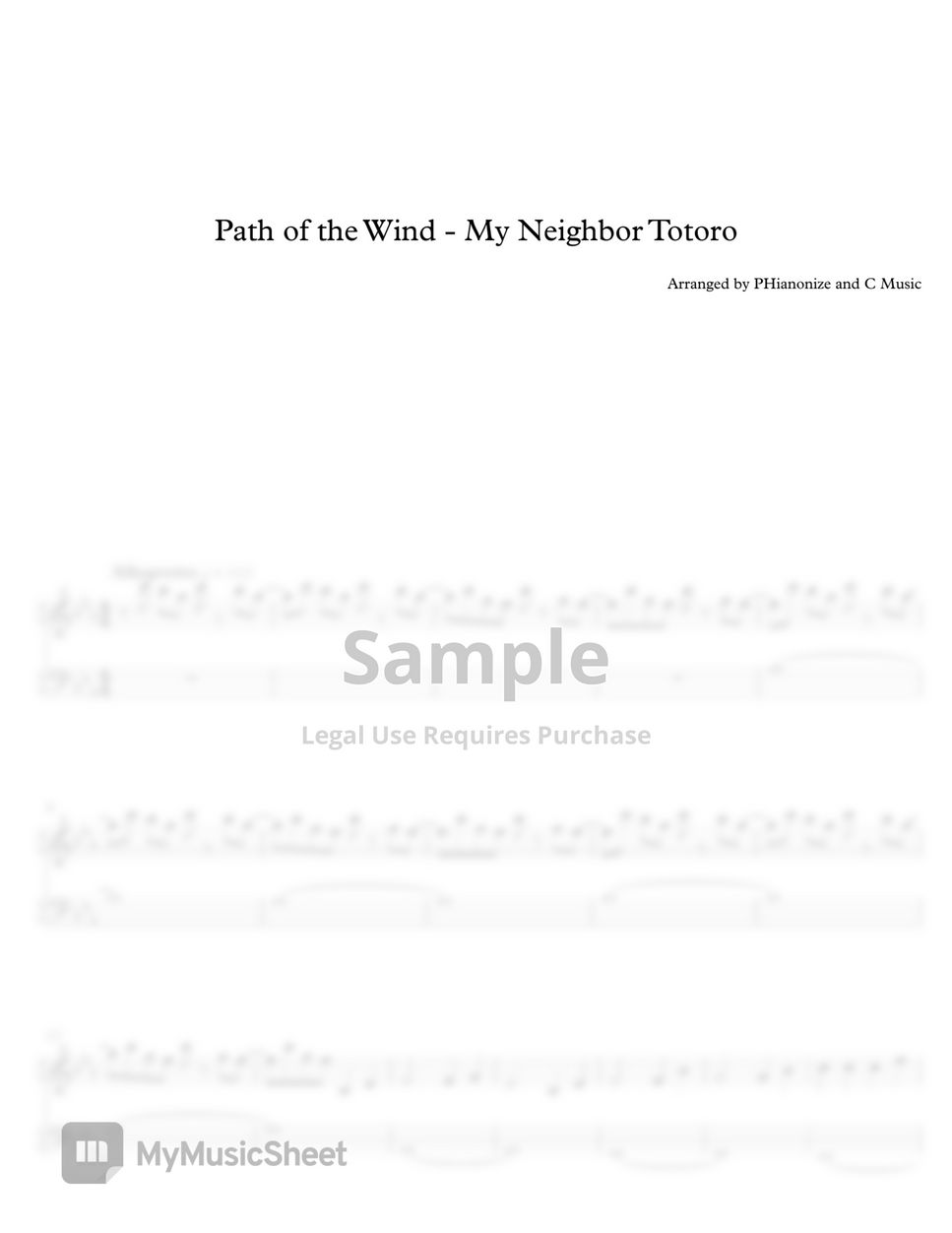 Joe Hisaishi Path Of The Wind From My Neighbor Totoro Sheets By