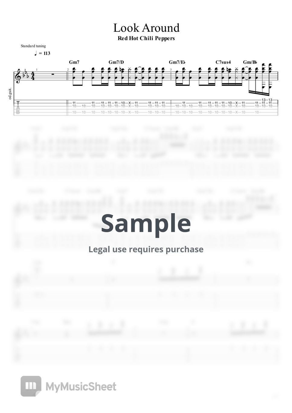 Red Hot Chili Peppers Look Around Tab Staff By Guitar Cover With Tab