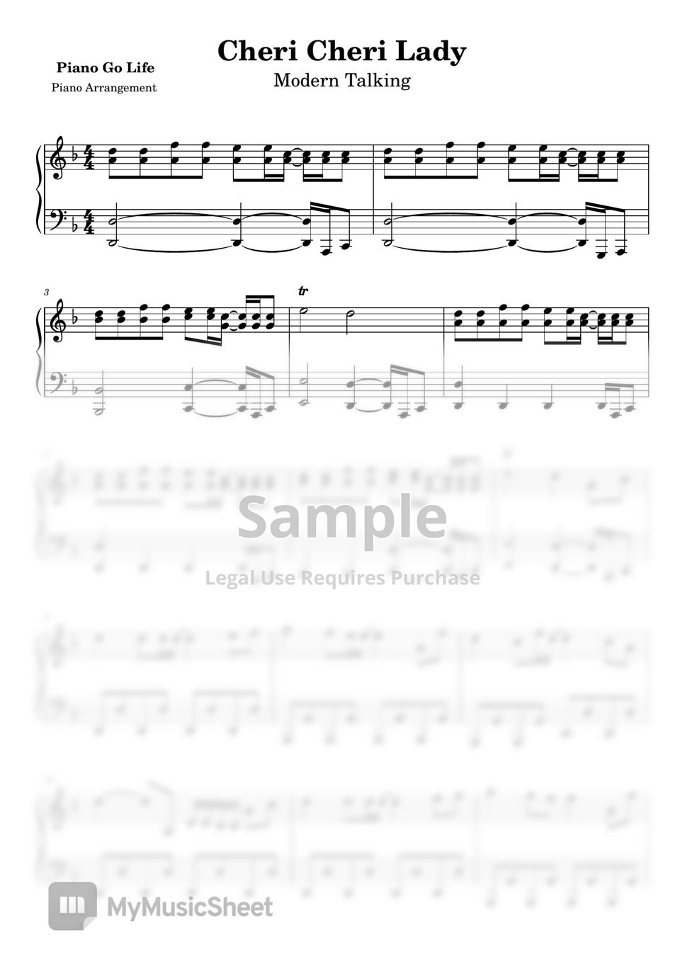 Modern Talking Cheri Cheri Lady Sheet By Piano Go Life