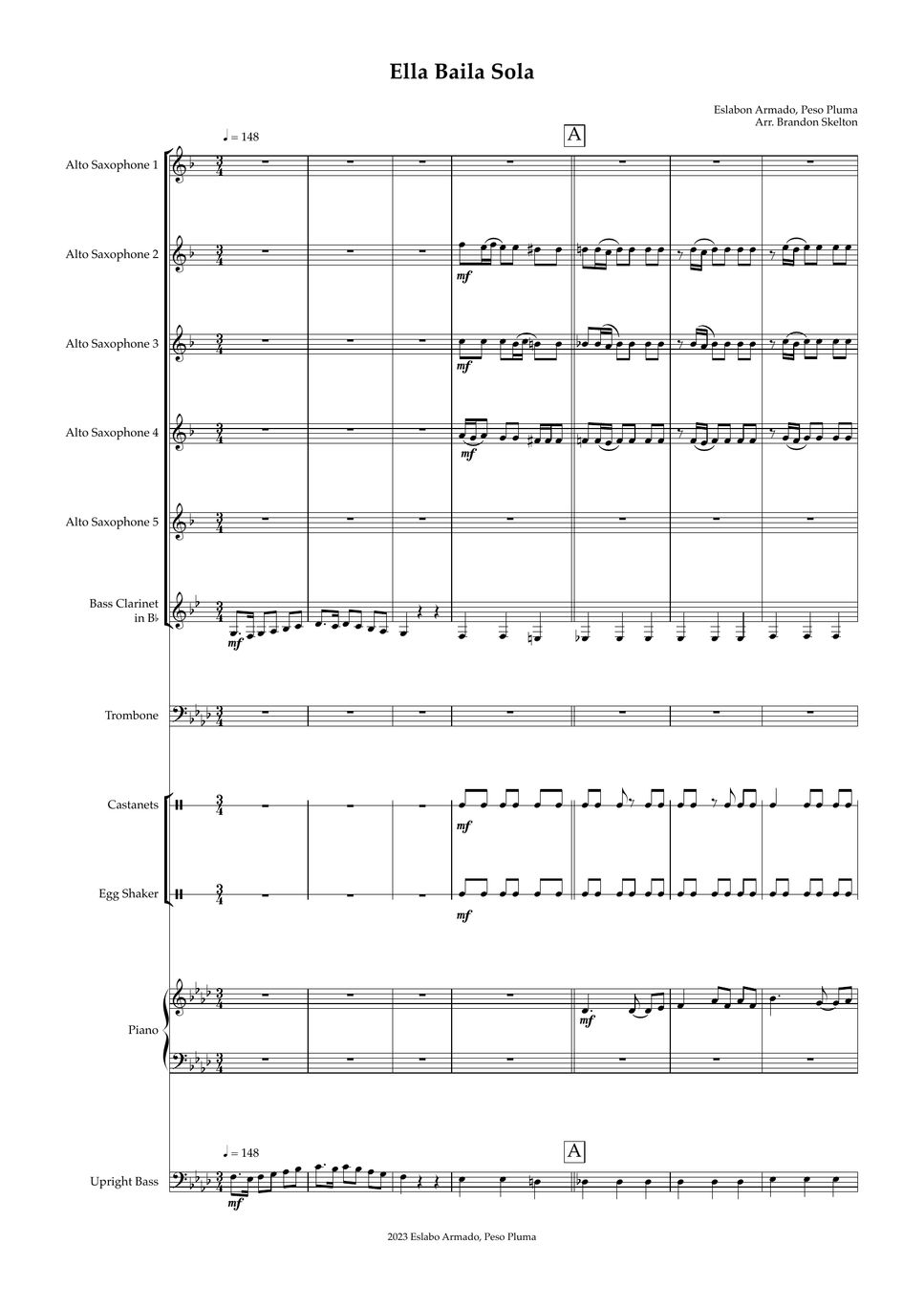 Eslabon Armado Peso Pluma Ella Baila Sola Full Score Sheets By Brandon Skelton