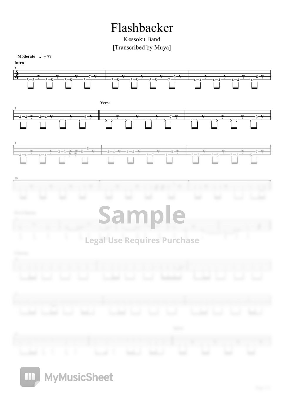 Kessoku Band Flashbacker Bass Tab Sheets By Muya