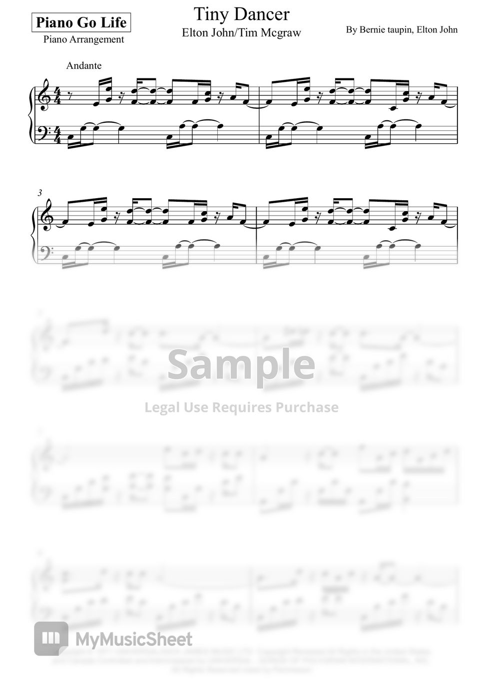 Elton John Tiny Dancer Sheets By Piano Go Life