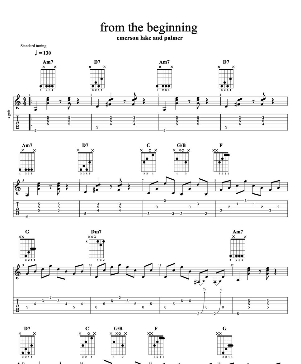 From The Beginning By Emerson Lake Palmer Guitar Tab Guitar Hot Sex