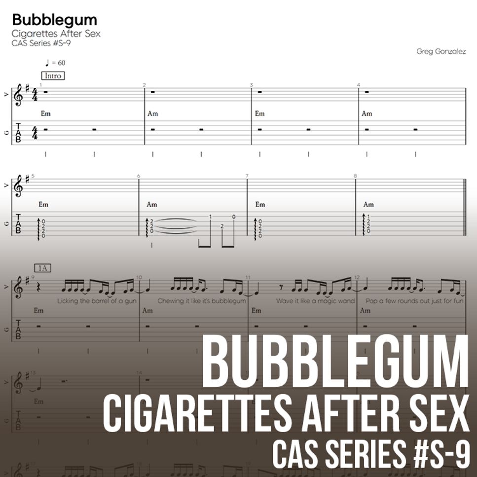 Cigarettes After Sex Bubblegum Tab 1staff by 기타선생