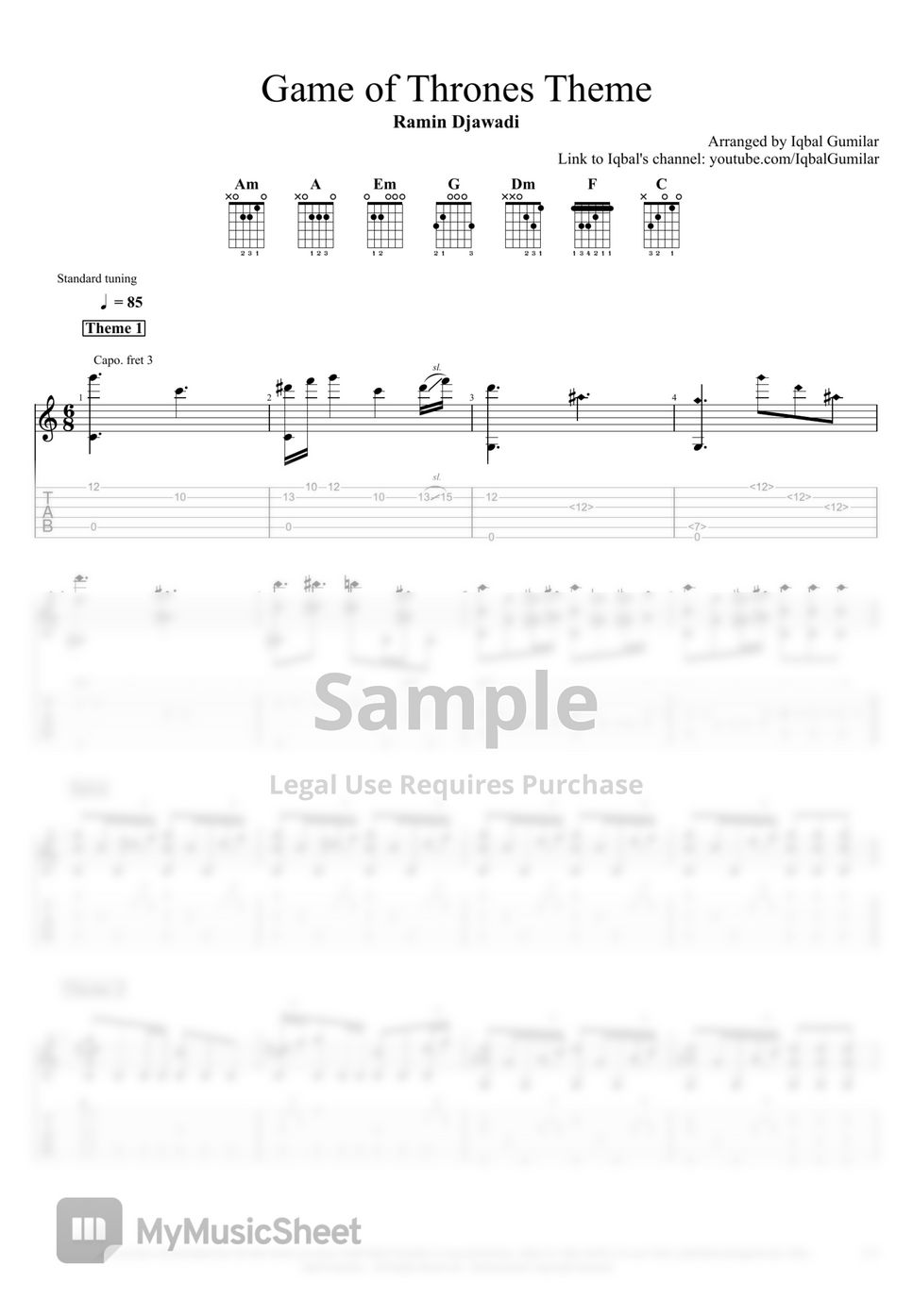 Ramin Djawadi Game Of Thrones Main Theme Tab By Iqbal Gumilar 