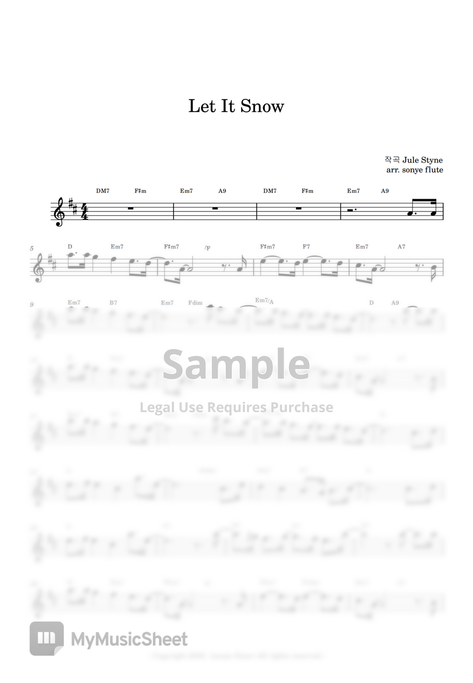 Christmas Carol Let it Snow, Let It Snow, Let It Snow (Flute Sheet