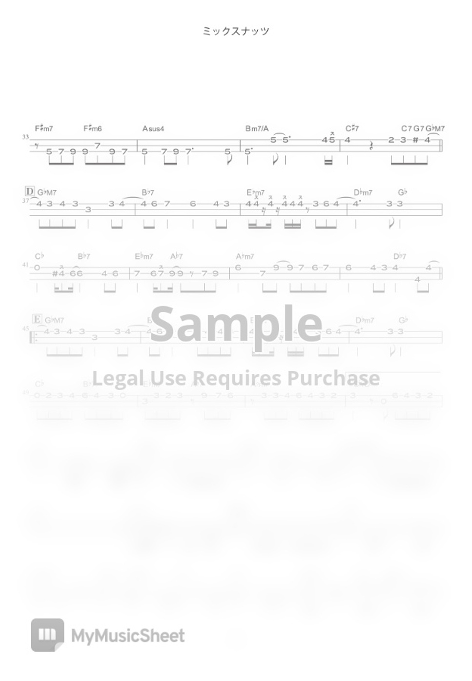 Official HIGE DANdism Mixed Nuts(Tsugaru syamisen 2nd Tab) (Spy Family) Partition musicale by