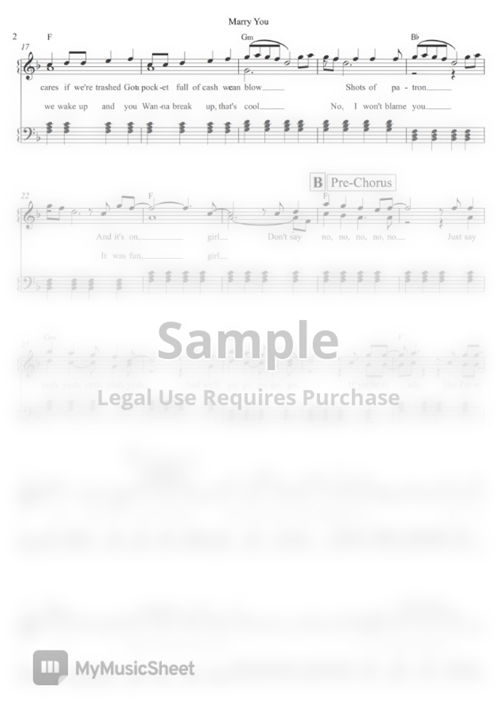 Bruno Mars Marry You Sheet by C Music