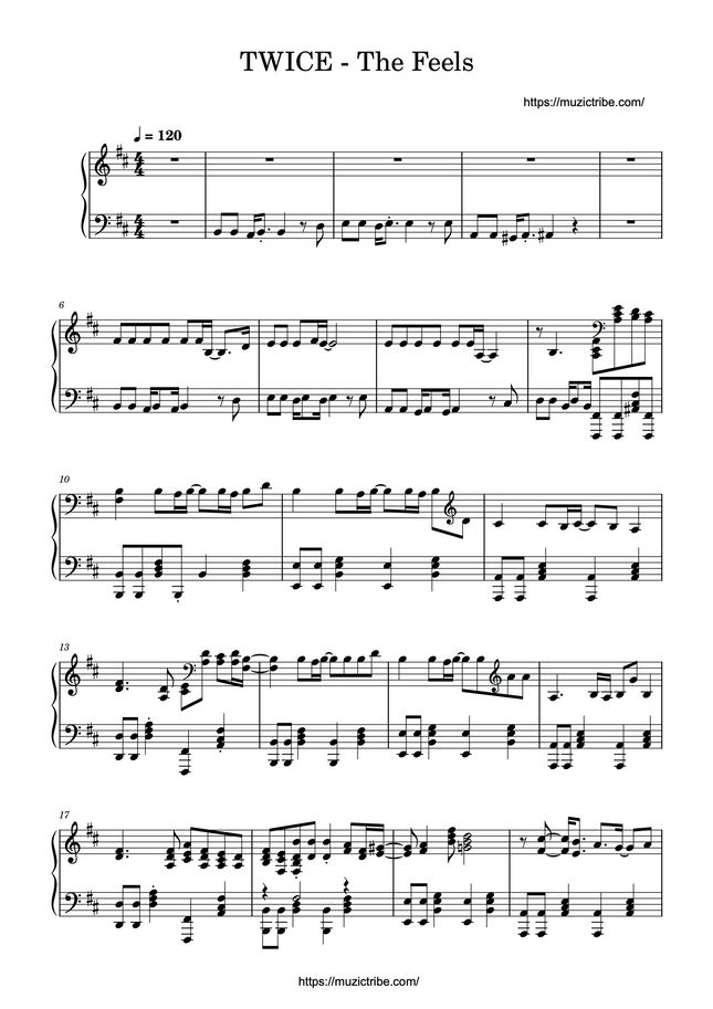 TWICE "The Feels" Piano Sheet + MP3 + MIDI Sheet Music