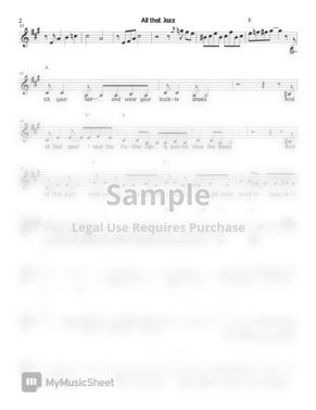 Musical Chicago Ost All That Jazz Melody Lyrics By Sunny Fingers Piano Sheet Music