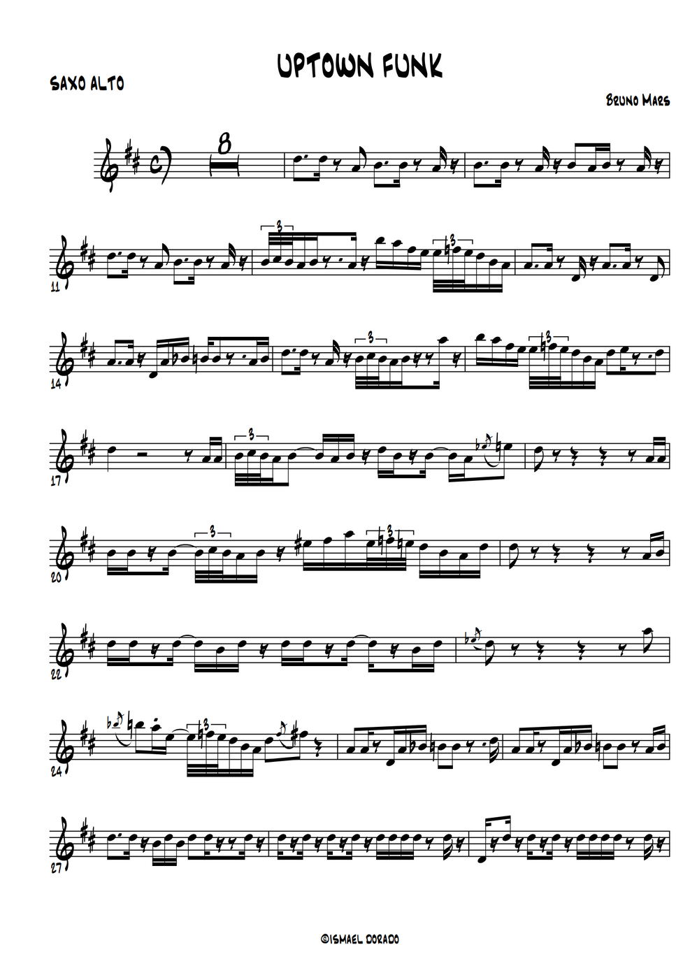 Uptown Funk Bruno Mars (Alto Sax) by Ismael Dorado Sheet