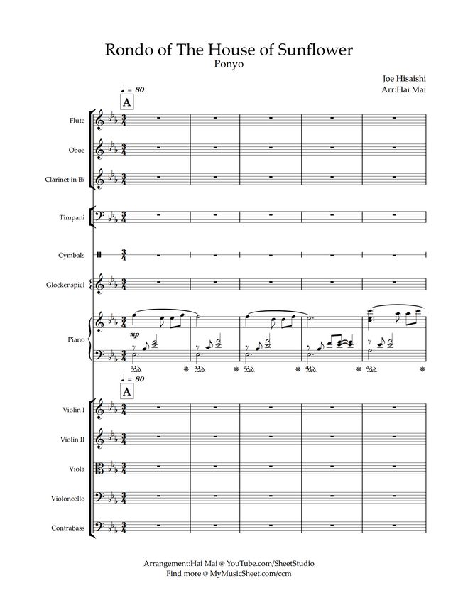 Joe Hisaishi - Rondo of The House of Sunflower for Orchestra - Full Score by Hai Mai