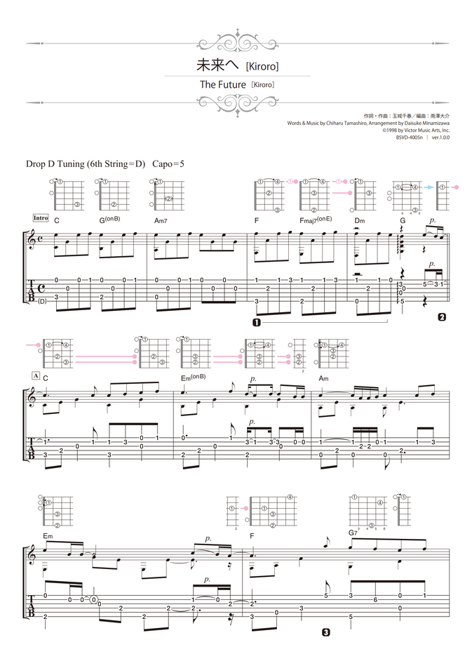 Kiroro 未来へ ソロギター By 南澤大介 Tab 1staff Sheet
