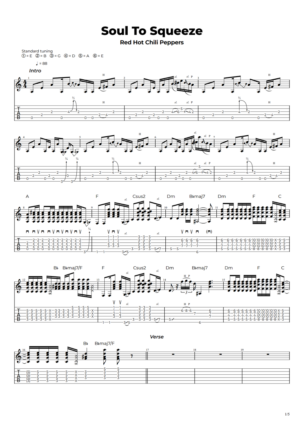 Red Hot Chili Peppers Soul To Squeeze by Nikola Gugoski Sheet