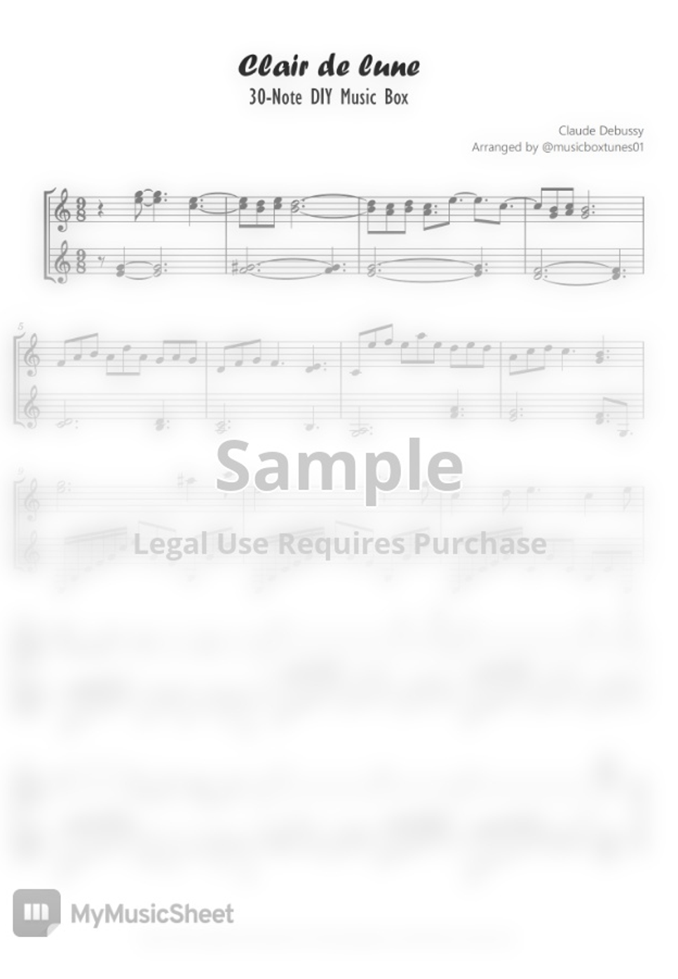 Claude Debussy Clair De Lune (30 Note Music Box) by Music Box Tunes
