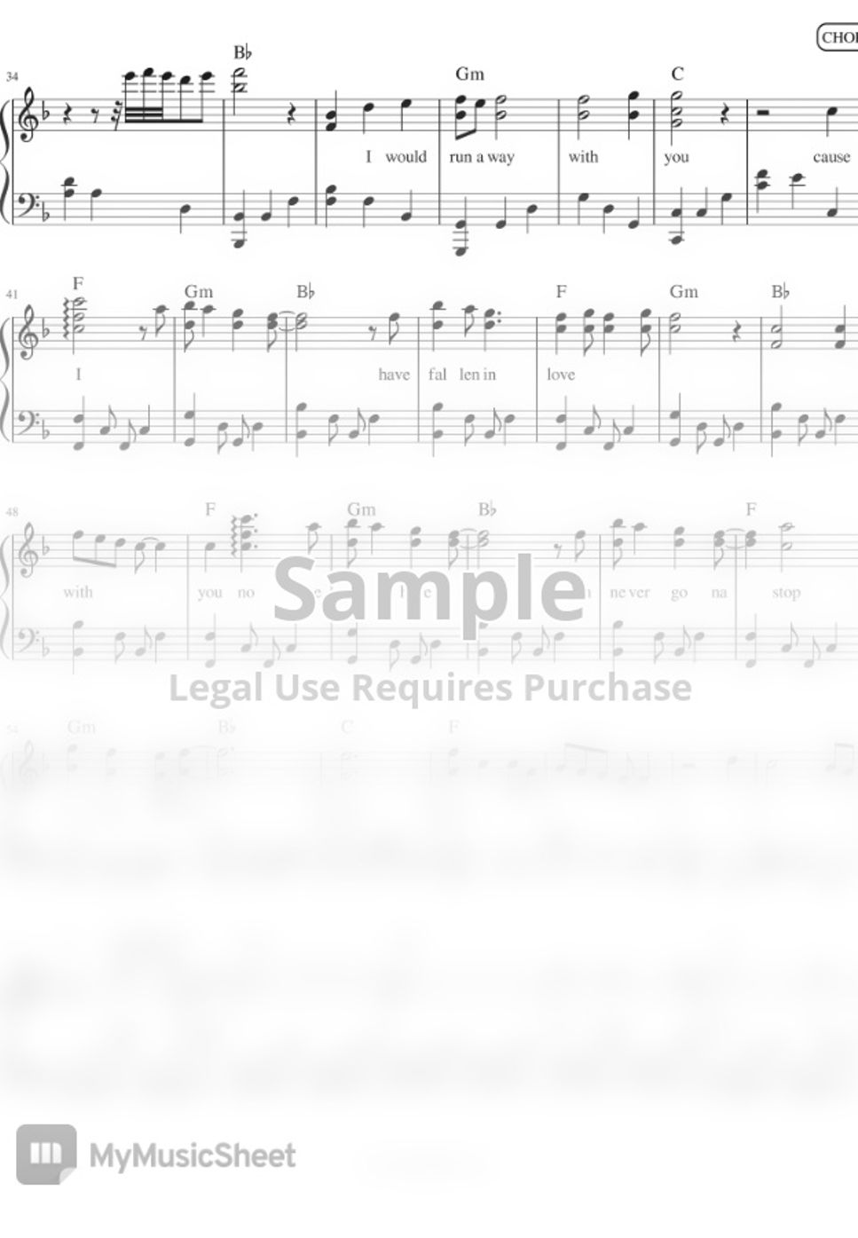 The Corrs Runaway (piano sheet music) 曲谱 by Mel's Music Corner