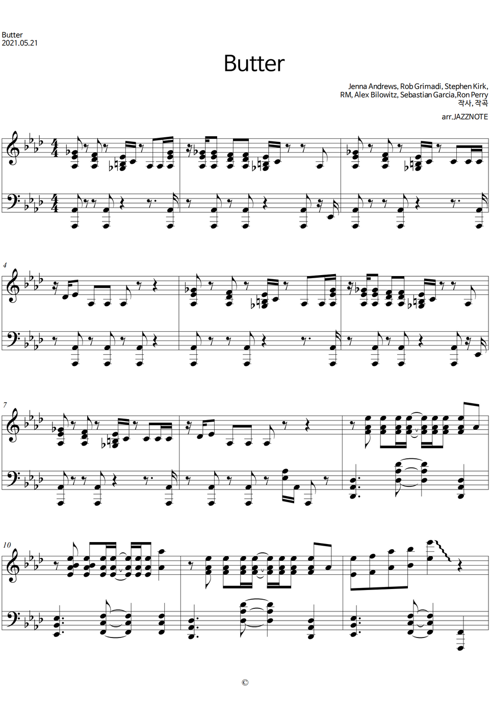 BTS Butter by JAZZNOTE Sheet