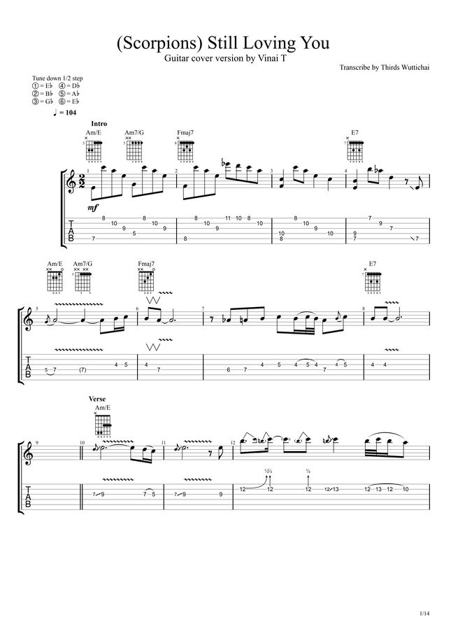 Scorpions Still Loving You by Vinai T tab Sheet Music