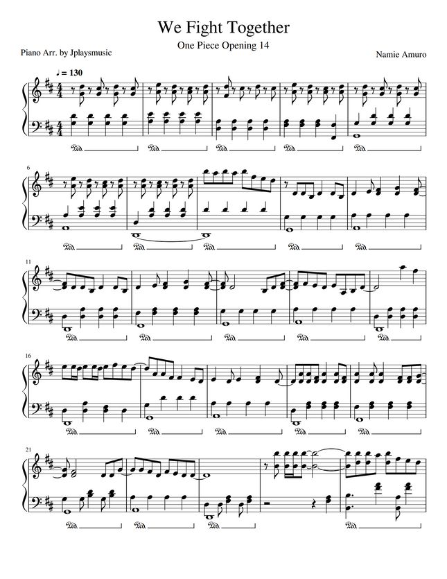 One Piece Fight Together By Jplaysmusic Jessica Osmond Sheet Music One Piece Fight Together By Jplaysmusic Jessica Osmond Sheet Music