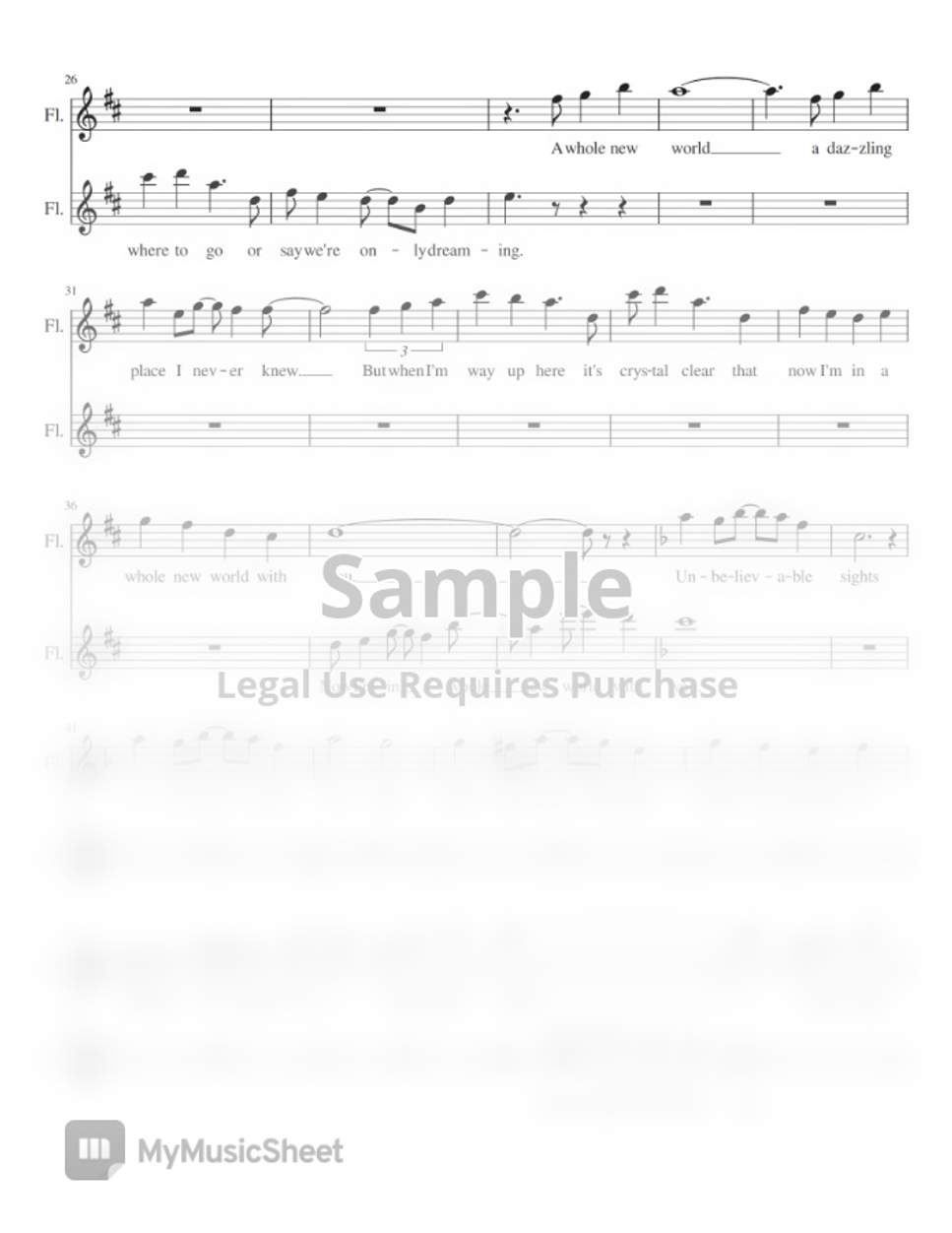 A Whole New World FLUTE DUET A Whole New World FLUTE DUET by Fred Kim نوتة