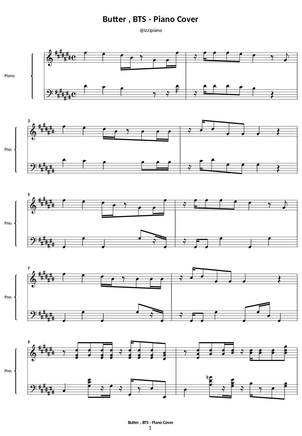 BTS Butter Sheet by Izzipiano