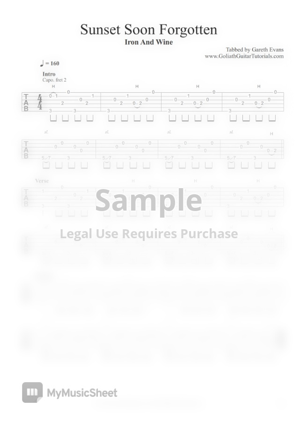 Iron & Wine Sunset Soon by Goliath Guitar Tutorials Lembar