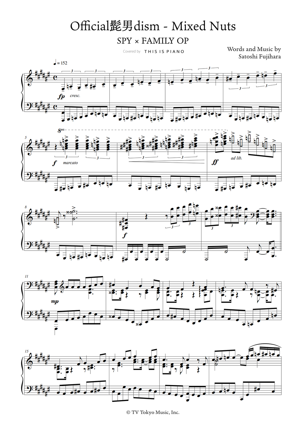 SPY×FAMILY Mixed Nuts Sheet by THIS IS PIANO