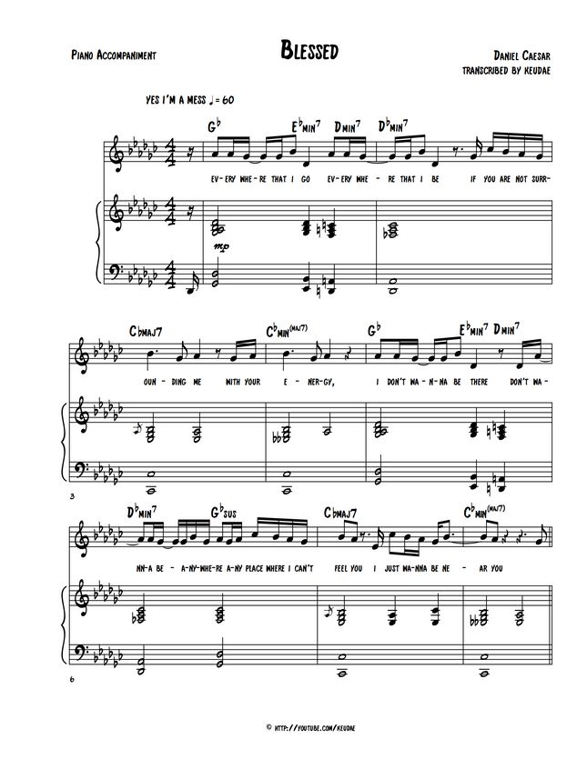 Daniel Caesar Blessed (piano/guitar Sheet Music