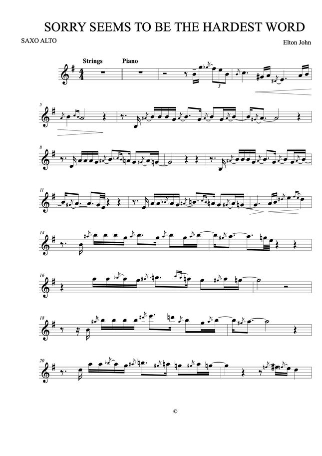 Sorry seems to be the hardest word Elton John (Alto Sax) by Ismael