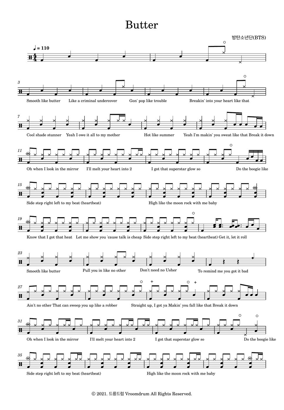 BTS Butter 악보 by Vroomdrum