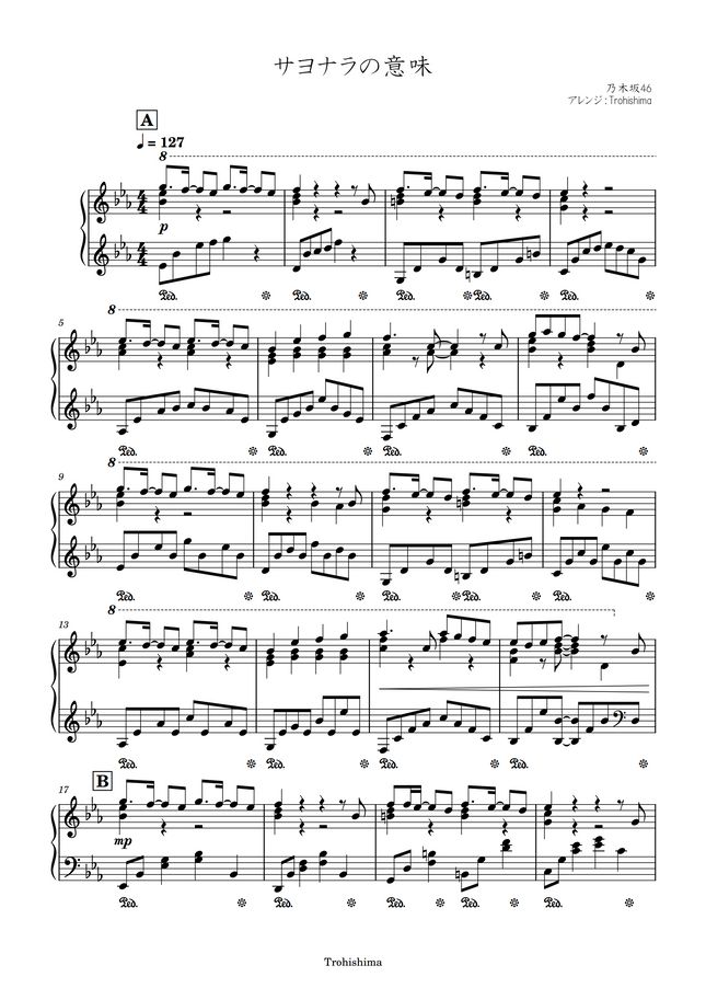 乃木坂46 サヨナラの意味 卒業ソング By Trohishima楽譜
